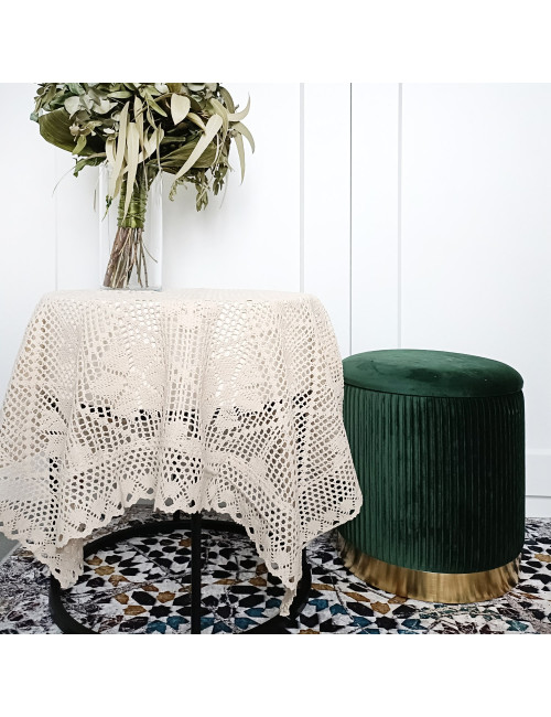 Serweta 85x85 rustykalna szydełko beżowa