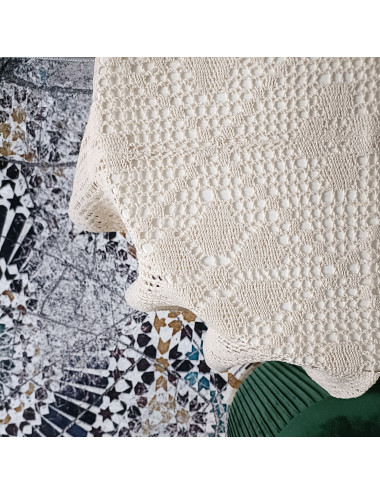 Serweta 85x85 rustykalna szydełko beżowa