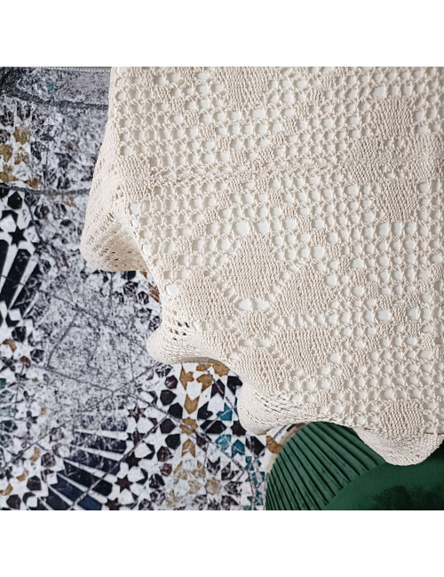 Serweta 85x85 rustykalna szydełko beżowa