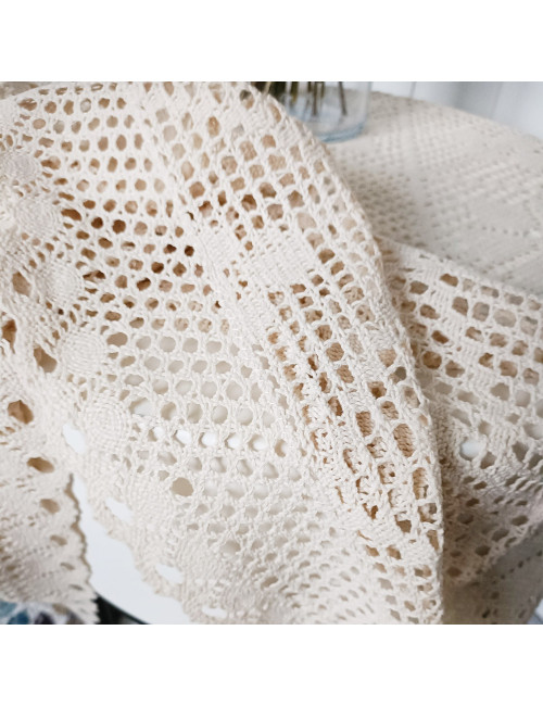 Serweta 85x85 rustykalna szydełko beżowa