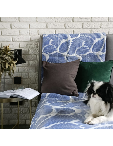 Narzuta na łóżko do sypialni 220x200 ESTERA niebieska liście