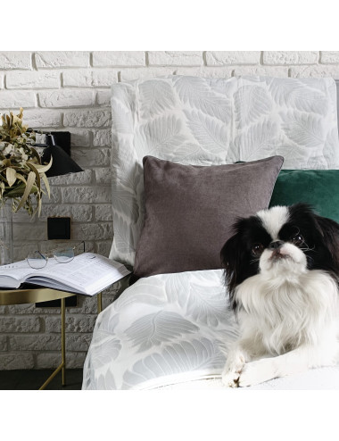 Narzuta na łóżko do sypialni 220x200 ESTERA jasnoszara liście