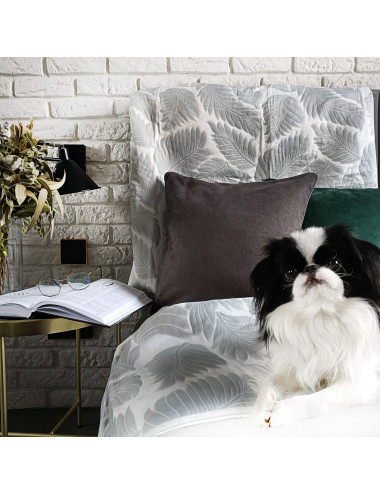 Narzuta na łóżko do sypialni 220x200 ESTERA ciemnoszara liście
