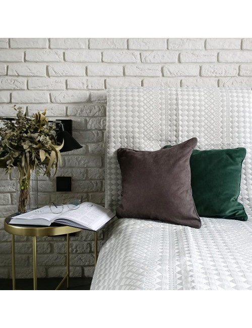 Narzuta na łóżko do sypialni 220x200 KRISS jasnoszara geometryczny wzór