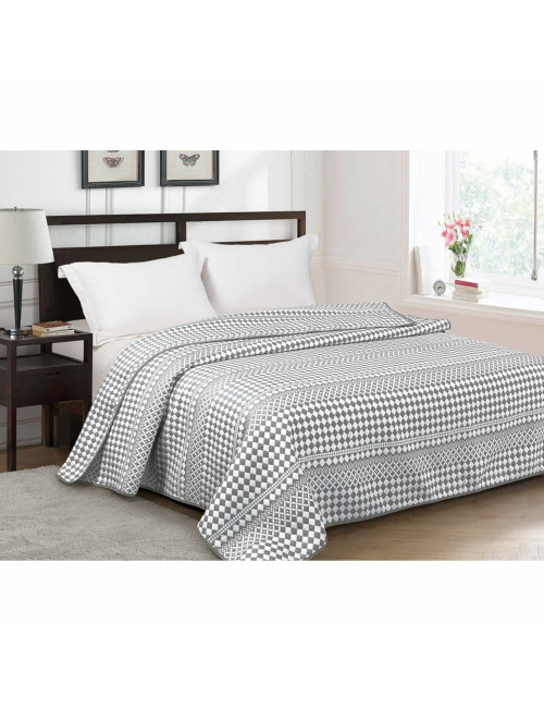 Narzuta na łóżko do sypialni 220x200 KRISS ciemnoszara geometryczny wzór