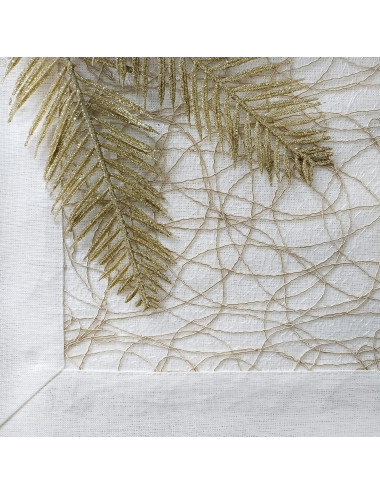 Bieżnik 35x140 glamour biały ze złotem