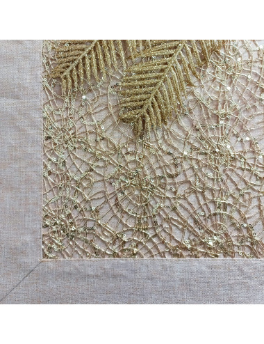 Bieżnik 35x140 glamour beżowy ze złotem