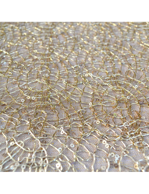 Bieżnik 35x170 glamour beżowy ze złotem