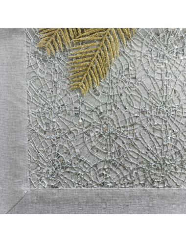 Bieżnik 35x170 glamour szary ze srebrem