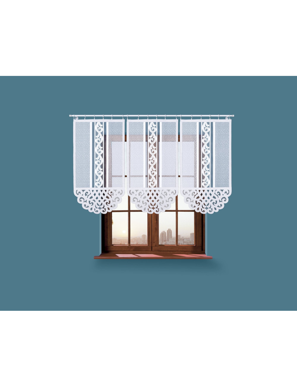 Biała firana ozdobna - panel ekran 60x120. Żakardowe firany okienne KETHER