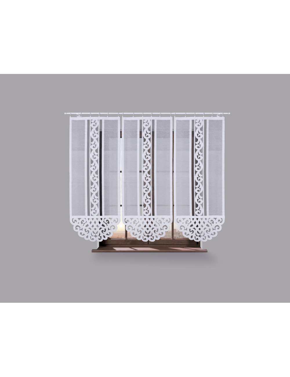 Biała firana ozdobna - panel ekran 75x160. Żakardowe firany okienne KETHER