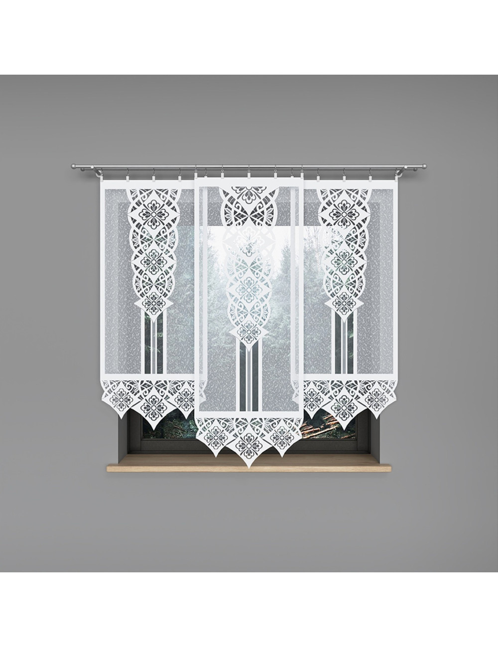 Biała firana ozdobna - panel ekran 60x160. Żakardowe firany okienne KLAUDIA