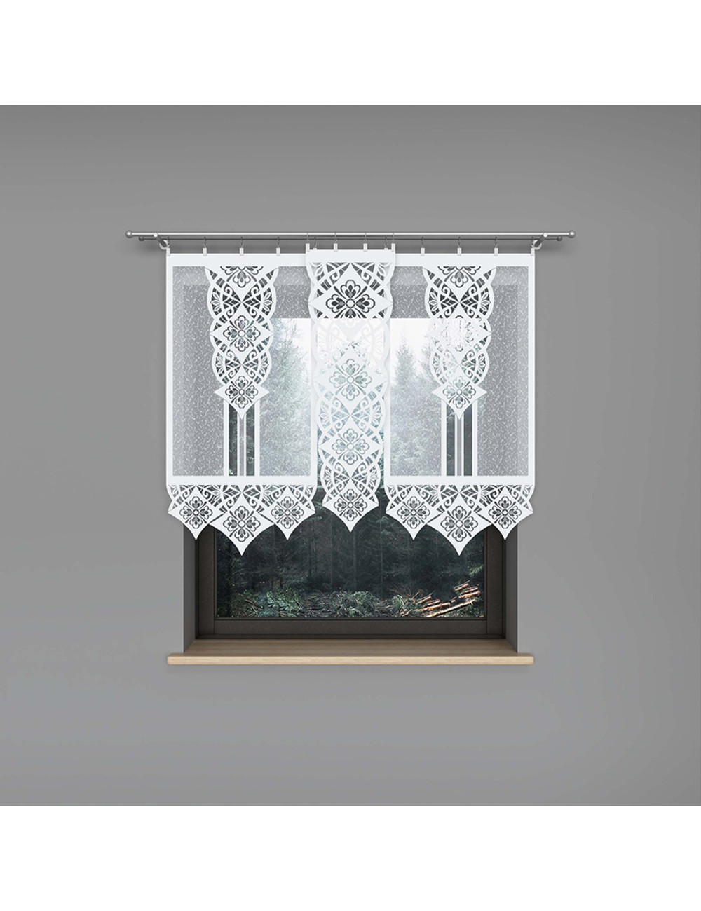 Biała firana ozdobna - panel ekran 60x120. Żakardowe firany okienne KLAUDIA