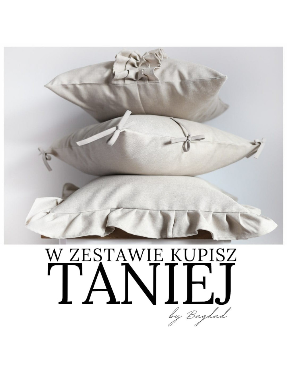 Komplet poszewek dekoracyjnych beżowych NATURAL 45x45