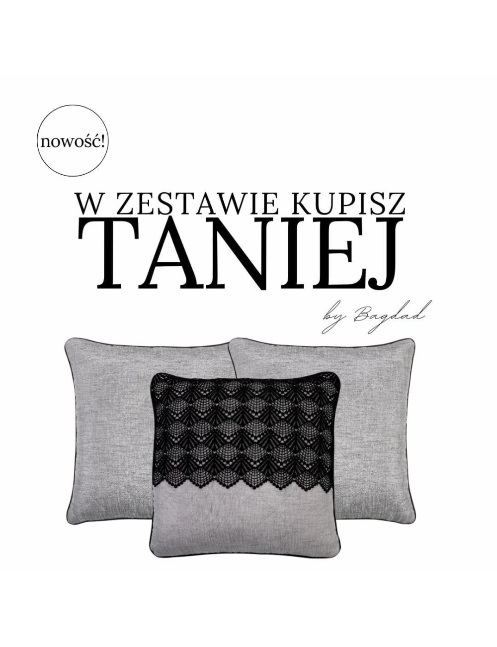 Zestaw poszewek dekoracyjnych pikowanych srebrnych SHINY