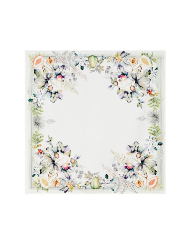 Obrus wodoodporny JULIA 150x150cm biały w kwiaty