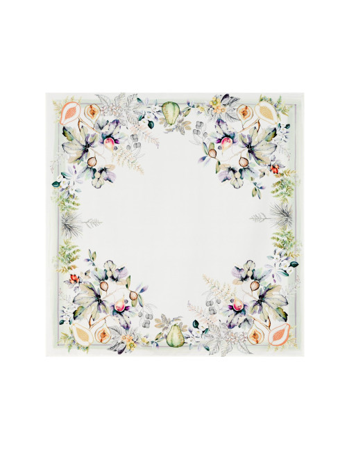 Obrus wodoodporny JULIA 150x150cm biały w kwiaty