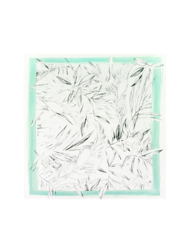 Obrus wodoodporny MILA 150x150cm biały w szare liście