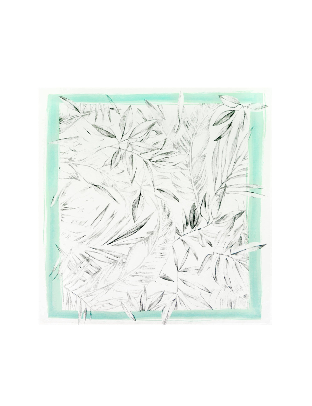 Obrus wodoodporny MILA 150x150cm biały w szare liście