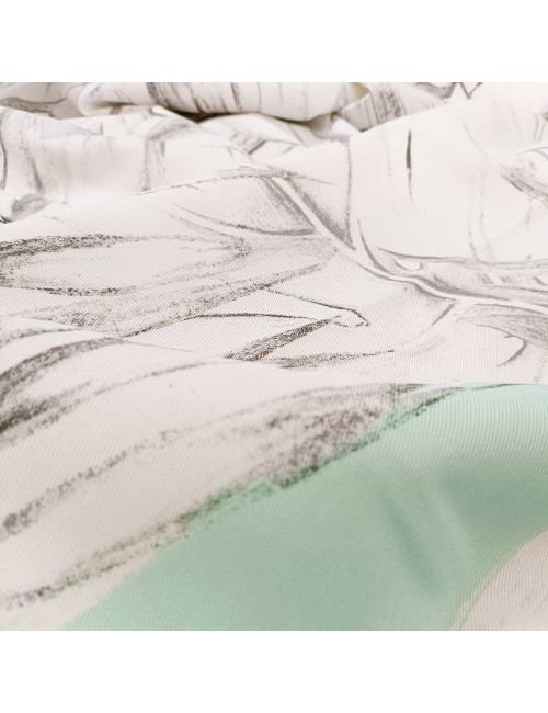 Obrus wodoodporny MILA 150x200cm biały w szare liście