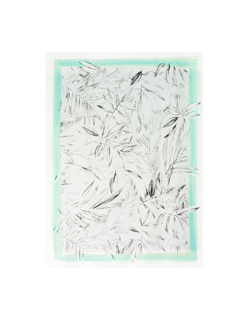 Obrus wodoodporny MILA 150x200cm biały w szare liście