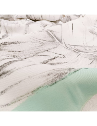 Obrus wodoodporny MILA 150x250cm biały w szare liście