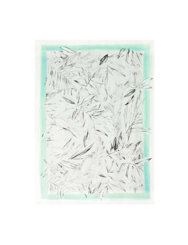 Obrus wodoodporny MILA 150x250cm biały w szare liście