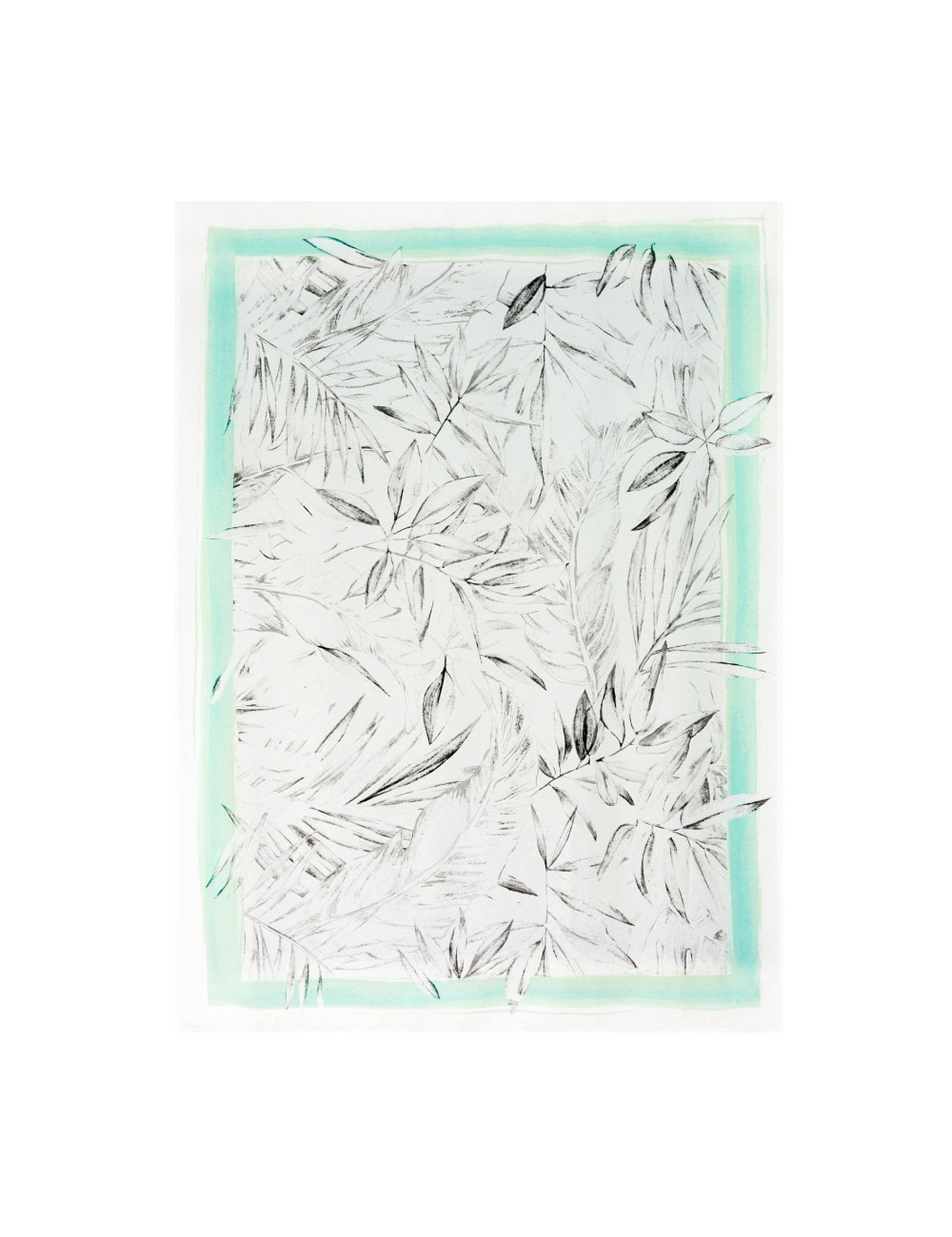 Obrus wodoodporny MILA 150x250cm biały w szare liście