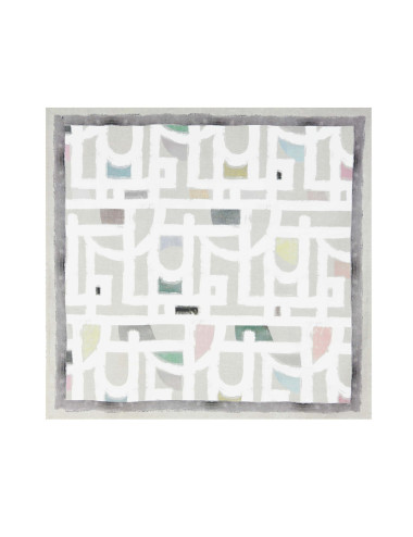 Obrus wodoodporny VIRGINIA 150x150cm geometryczna biel i beż