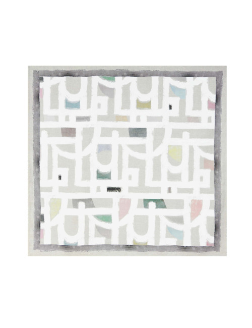 Obrus wodoodporny VIRGINIA 150x150cm geometryczna biel i beż