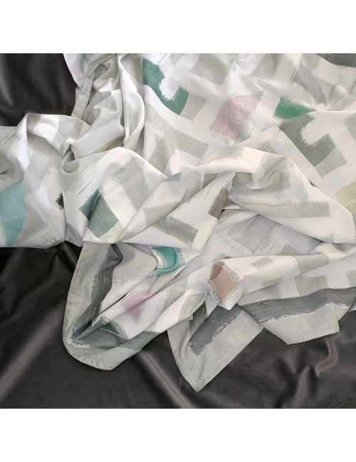 Obrus wodoodporny VIRGINIA 150x200cm geometryczna biel i beż