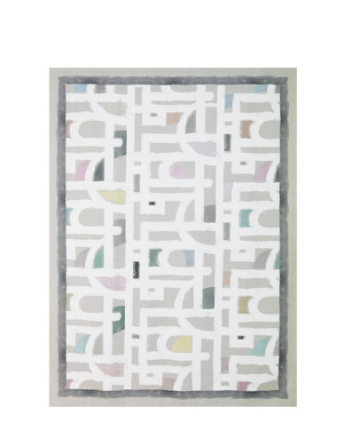 Obrus wodoodporny VIRGINIA 150x250cm geometryczna biel i beż