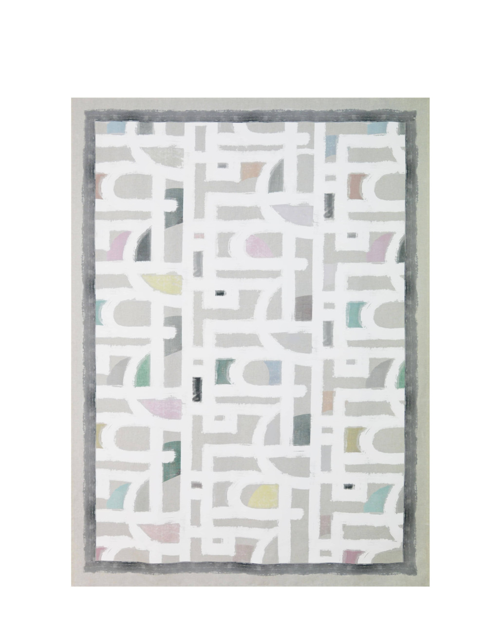 Obrus wodoodporny VIRGINIA 150x250cm geometryczna biel i beż