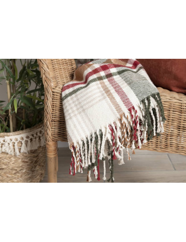 Koc 150x200 TREVOR szkocka krata z frędzlami