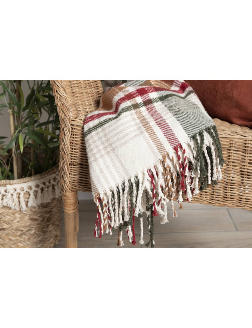 Koc 150x200 TREVOR szkocka krata z frędzlami