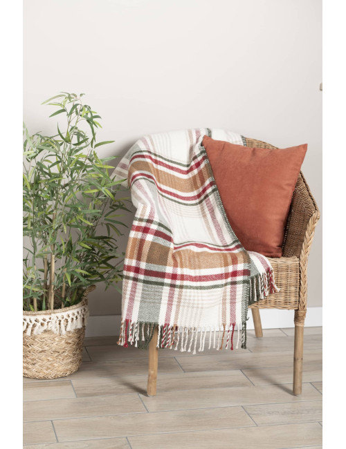 Koc 150x200 TREVOR szkocka krata z frędzlami