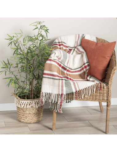 Koc 150x200 TREVOR szkocka krata z frędzlami