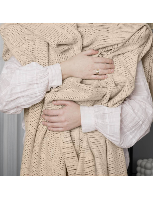 Koc narzuta 150x200 BOHO beżowy