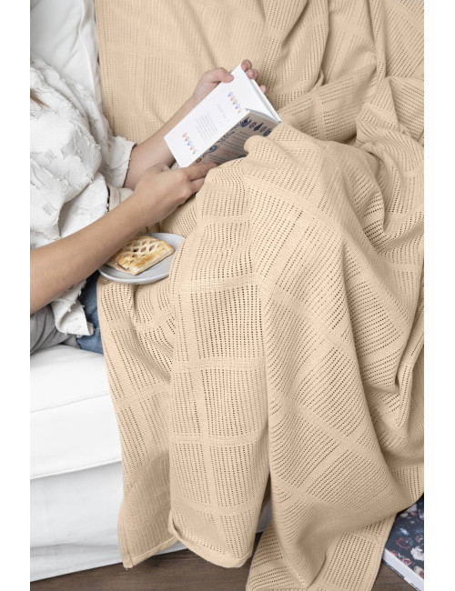 Koc narzuta 150x200 BOHO beżowy