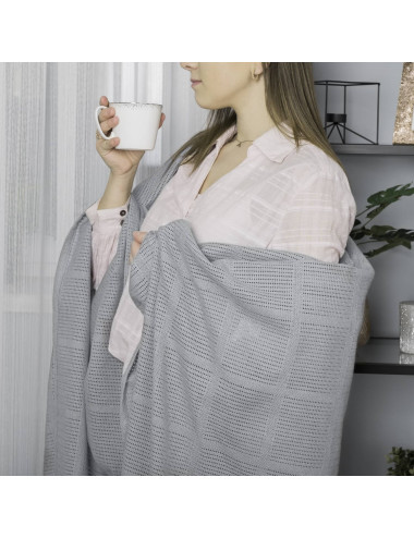 Koc narzuta 150x200 BOHO szary