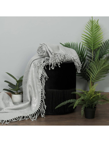 Koc 130x170 SIENNA szary srebrny nadruk