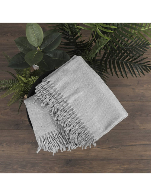 Koc 130x170 SIENNA szary srebrny nadruk