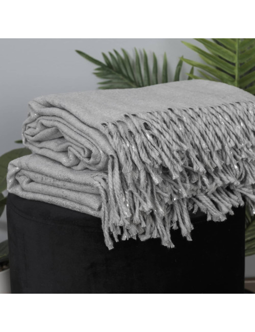 Koc 130x170 SIENNA szary srebrny nadruk