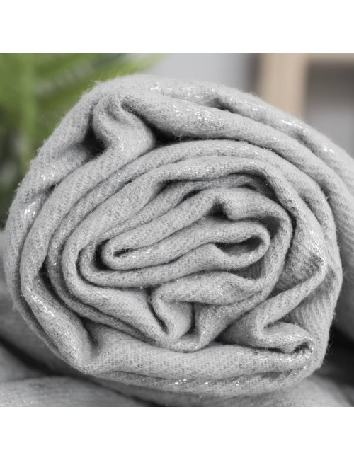 Koc 150x200 SIENNA szary srebrny nadruk