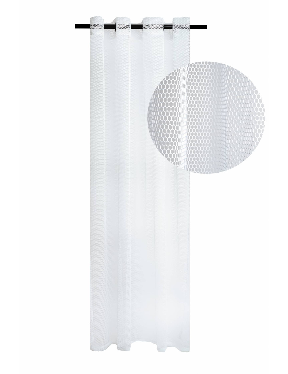 Biała firana na przelotkach 150x265 siatka