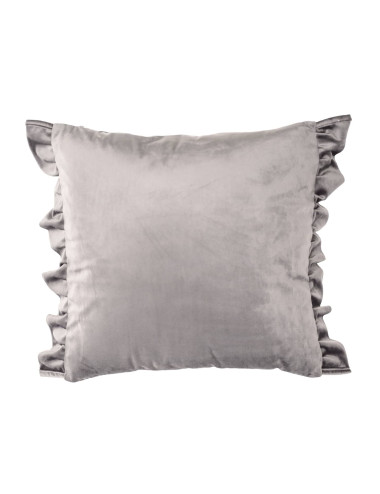 Poszewka 45x45 srebrna z falbanką welwet ROSSIE