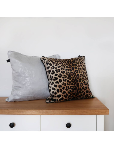 Poszewka 45x45 szara srebrne zdobienia