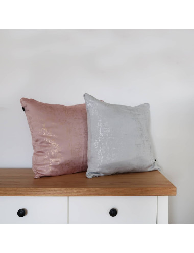 Poszewka 45x45 szara srebrne zdobienia