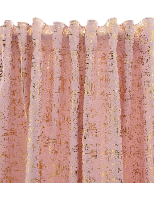 Zasłona zaciemniająca pudrowy róż 140x270 złoty wzór na żabkę, tunel, agrafkę