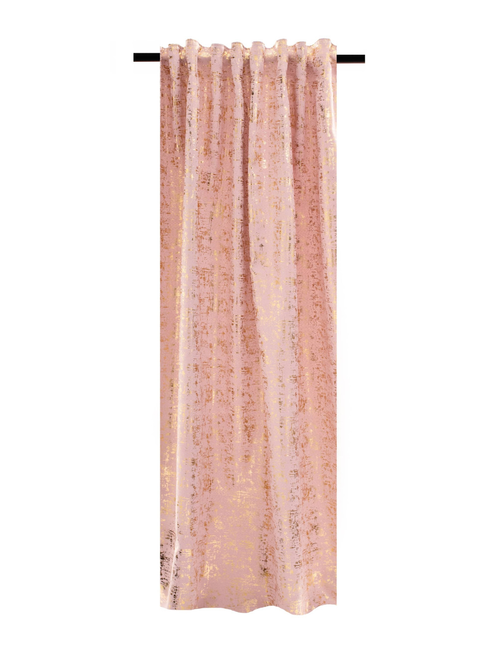 Zasłona zaciemniająca pudrowy róż 140x270 złoty wzór na żabkę, tunel, agrafkę